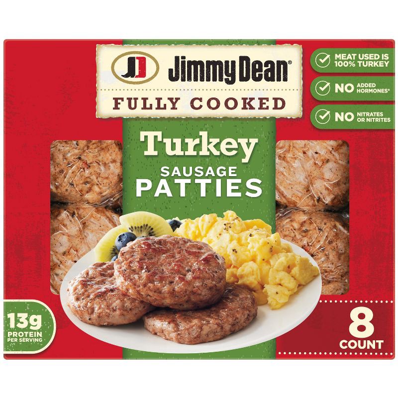 slide 1 of 8, Jimmy Dean Fully Cooked Turkey Sausage Patties - 9.6oz/8ct, 8 ct; 9.6 oz