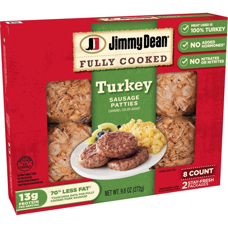 slide 11 of 13, Jimmy Dean Fully Cooked Turkey Sausage Patties - 9.6oz/8ct, 8 ct; 9.6 oz