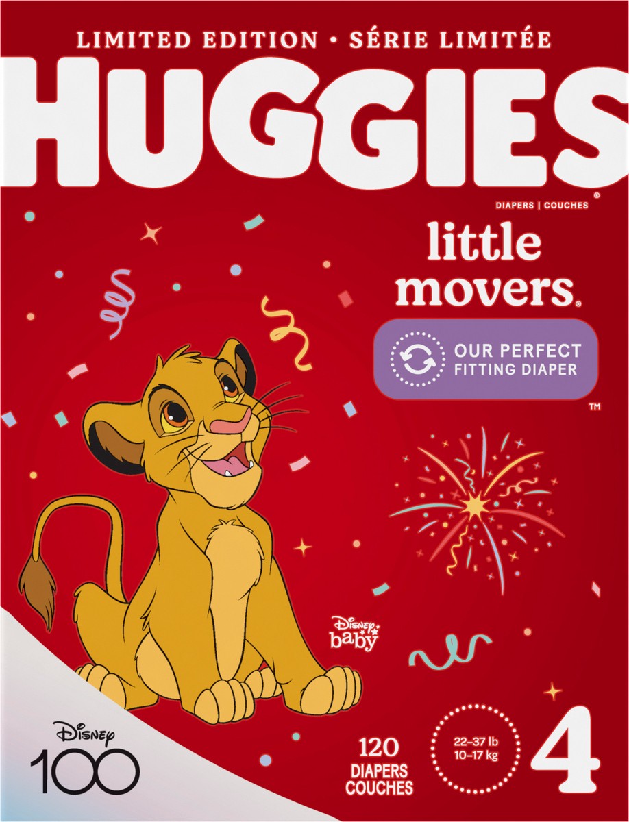 slide 12 of 12, Huggies Little Movers Baby Diapers, Size 4, 120 Ct, 120 ct