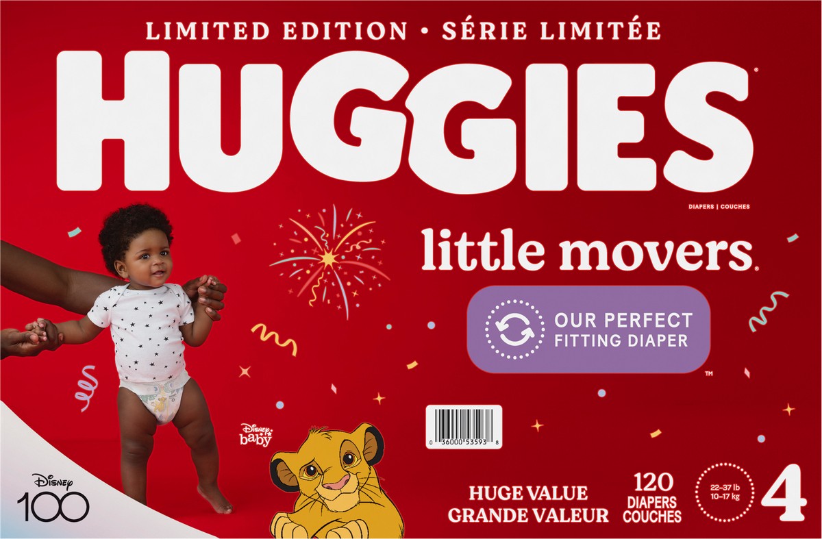 slide 3 of 12, Huggies Little Movers Baby Diapers, Size 4, 120 Ct, 120 ct