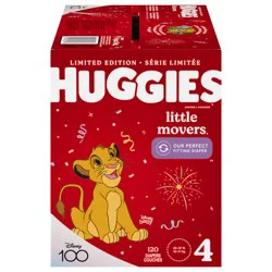 Huggies Little Movers Baby Diapers, Size 4, 120 Ct