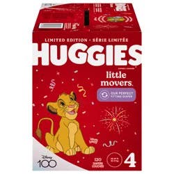 Huggies Little Movers Baby Diapers, Size 4, 120 Ct