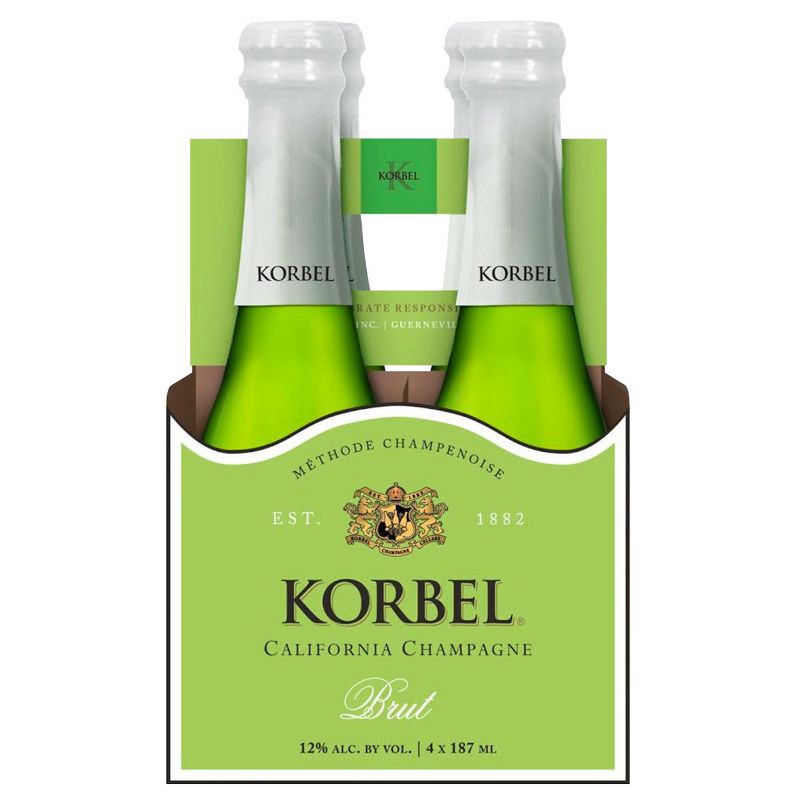 slide 1 of 9, Korbel Brut California Champagne - 4pk/187ml Bottles, 4 ct; 187 ml
