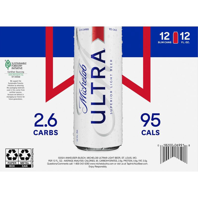 slide 8 of 11, Michelob Ultra Superior Light Beer - 12pk/12 fl oz Cans, 12 ct; 12 fl oz