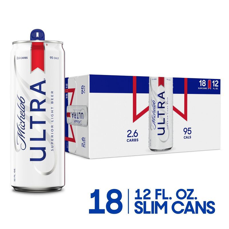 slide 2 of 8, Michelob ULTRA Superior Light American Lager Beer - 18pk/12 fl oz Cans, 18 ct; 12 fl oz