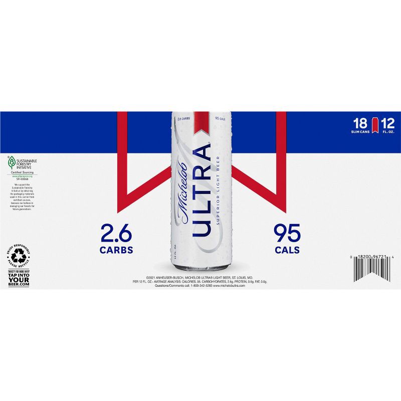 slide 9 of 10, Michelob Ultra Superior Light Beer - 18pk/12 fl oz Cans, 18 ct; 12 fl oz