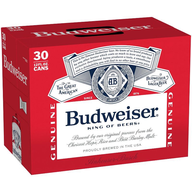 slide 2 of 10, Budweiser Lager Beer - 30pk/12 fl oz Cans, 30 ct; 12 fl oz