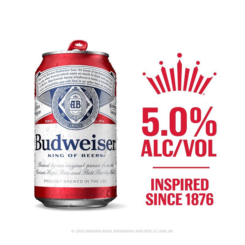 slide 6 of 10, Budweiser Lager Beer - 30pk/12 fl oz Cans, 30 ct; 12 fl oz