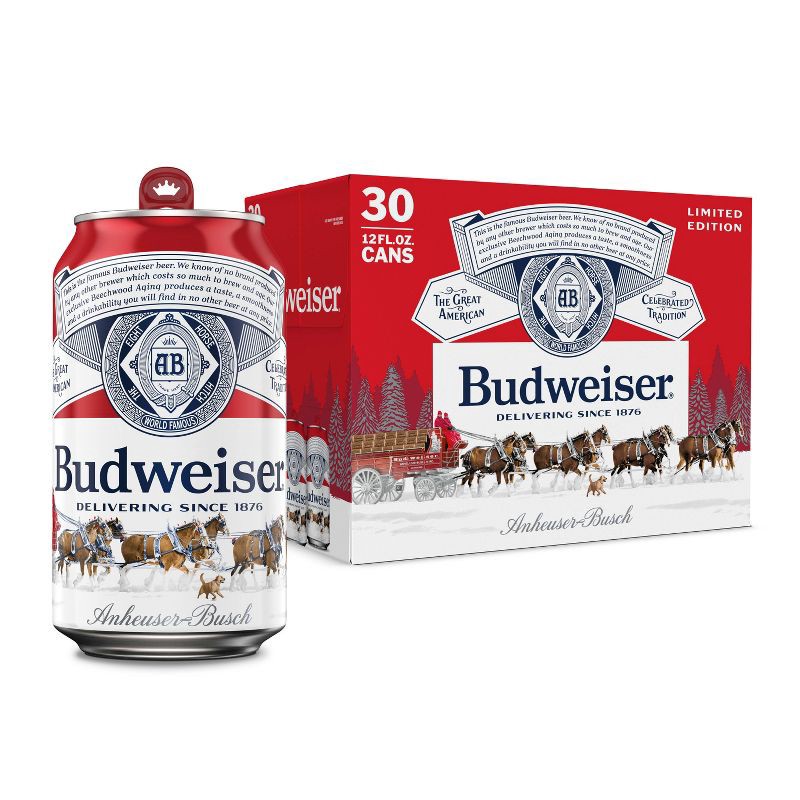 slide 1 of 10, Budweiser Lager Beer - 30pk/12 fl oz Cans, 30 ct; 12 fl oz