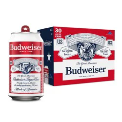 Budweiser American Lager Beer - 30pk/12 fl ozr Cans