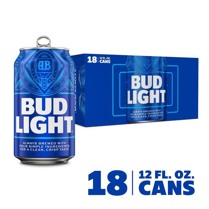 slide 2 of 8, Bud Light American Lager Beer - 18pk/12 fl oz Cans, 18 ct; 12 fl oz