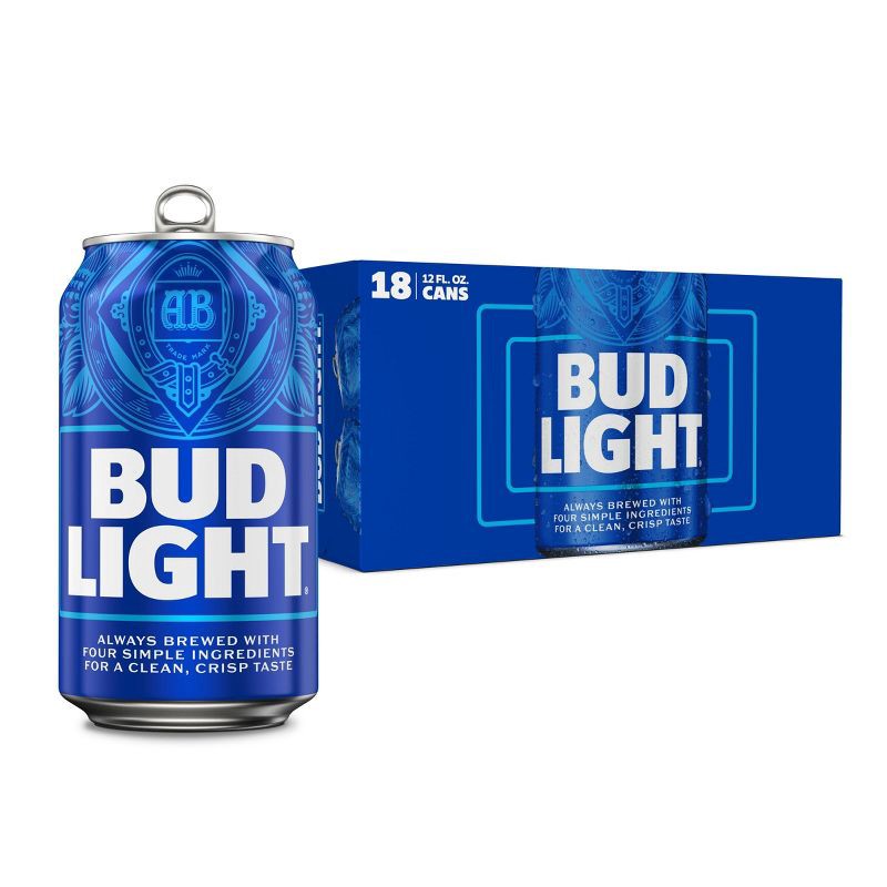 slide 1 of 8, Bud Light American Lager Beer - 18pk/12 fl oz Cans, 18 ct; 12 fl oz