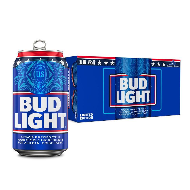 slide 1 of 8, Bud Light American Lager Beer - 18pk/12 fl oz Cans, 18 ct; 12 fl oz