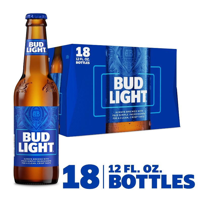 slide 3 of 10, Bud Light American Lager Beer - 18pk/12 fl oz Bottles, 18 ct; 12 fl oz