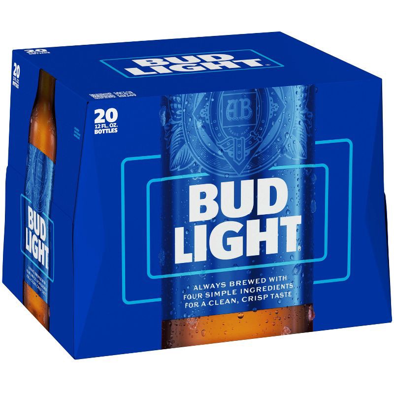 slide 2 of 12, Bud Light American Lager Beer - 20pk/12 fl oz Bottles, 20 ct; 12 fl oz