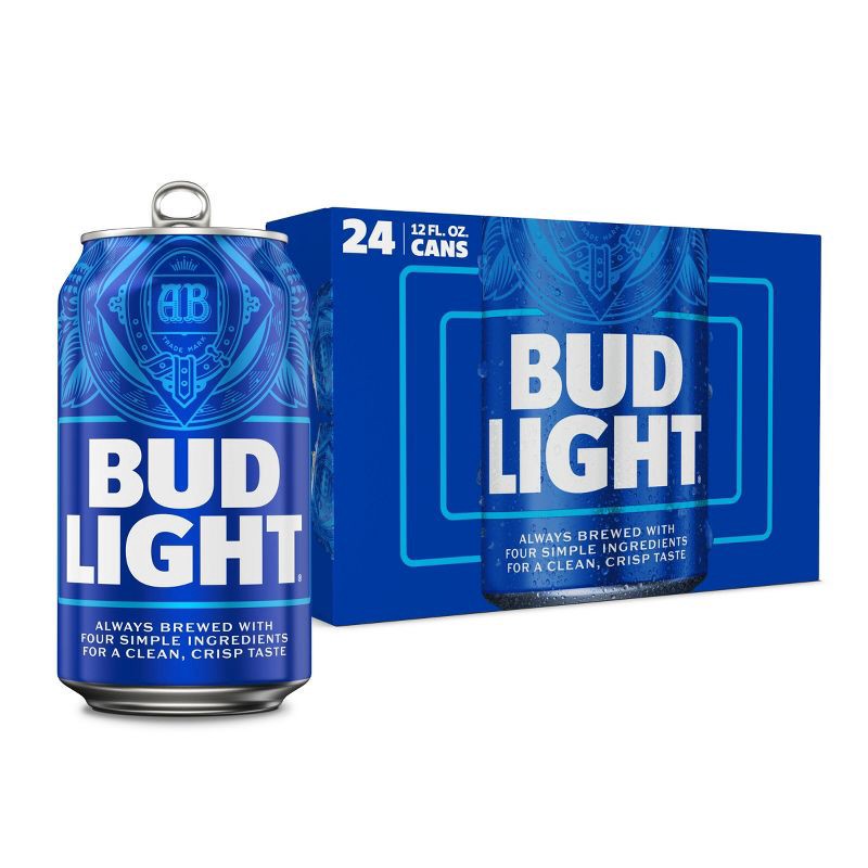 slide 1 of 8, Bud Light American Lager Beer - 24pk/12 fl oz Cans, 24 ct; 12 fl oz