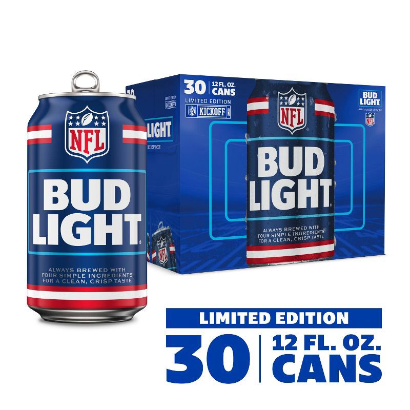 slide 2 of 9, Bud Light American Lager Beer - 30pk/12 fl oz Cans, 30 ct; 12 fl oz