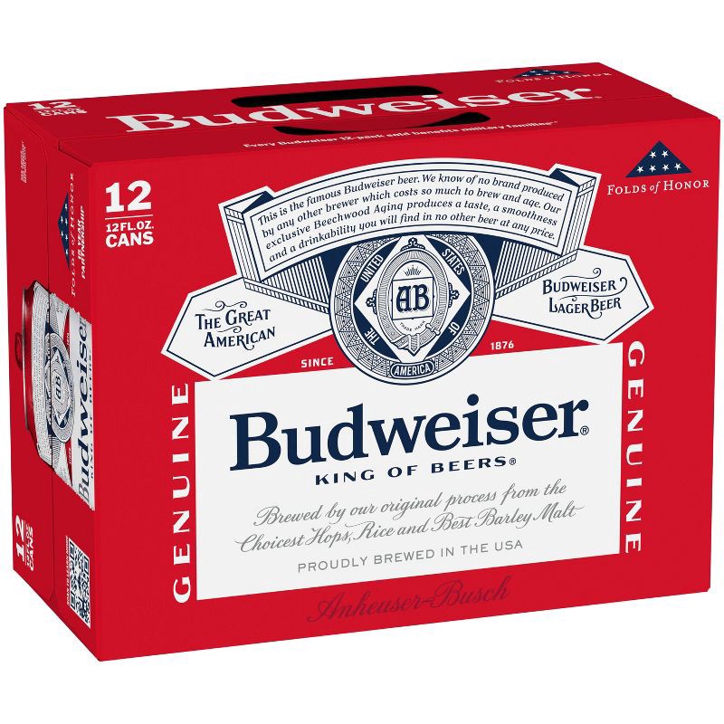 slide 2 of 12, Budweiser Lager Beer - 12pk/12 fl oz Cans, 12 ct; 12 fl oz