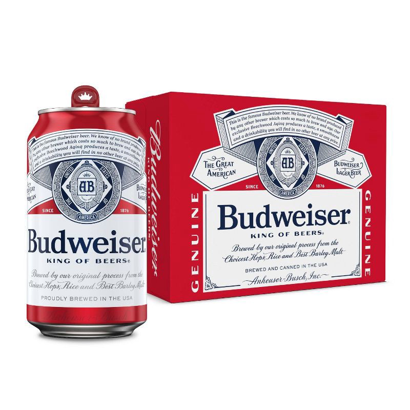 slide 1 of 12, Budweiser Lager Beer - 12pk/12 fl oz Cans, 12 ct; 12 fl oz