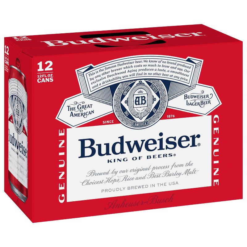 slide 10 of 12, Budweiser Lager Beer - 12pk/12 fl oz Cans, 12 ct; 12 fl oz