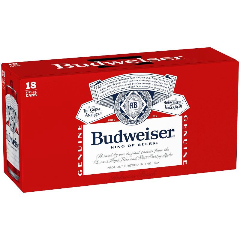 slide 2 of 10, Budweiser Lager Beer - 18pk/12 fl oz Cans, 18 ct; 12 fl oz