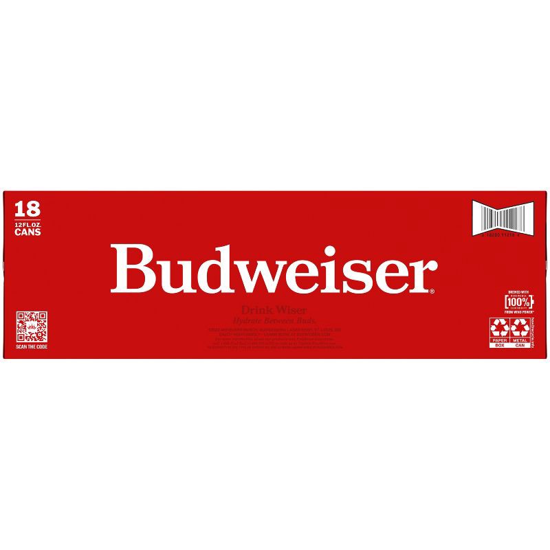 slide 9 of 10, Budweiser Lager Beer - 18pk/12 fl oz Cans, 18 ct; 12 fl oz