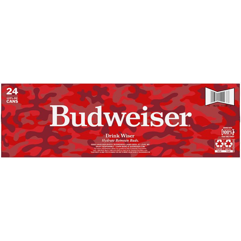 slide 9 of 10, Budweiser Red Crown Tab Beer - 24pk/12 fl oz Cans, 24 ct; 12 fl oz