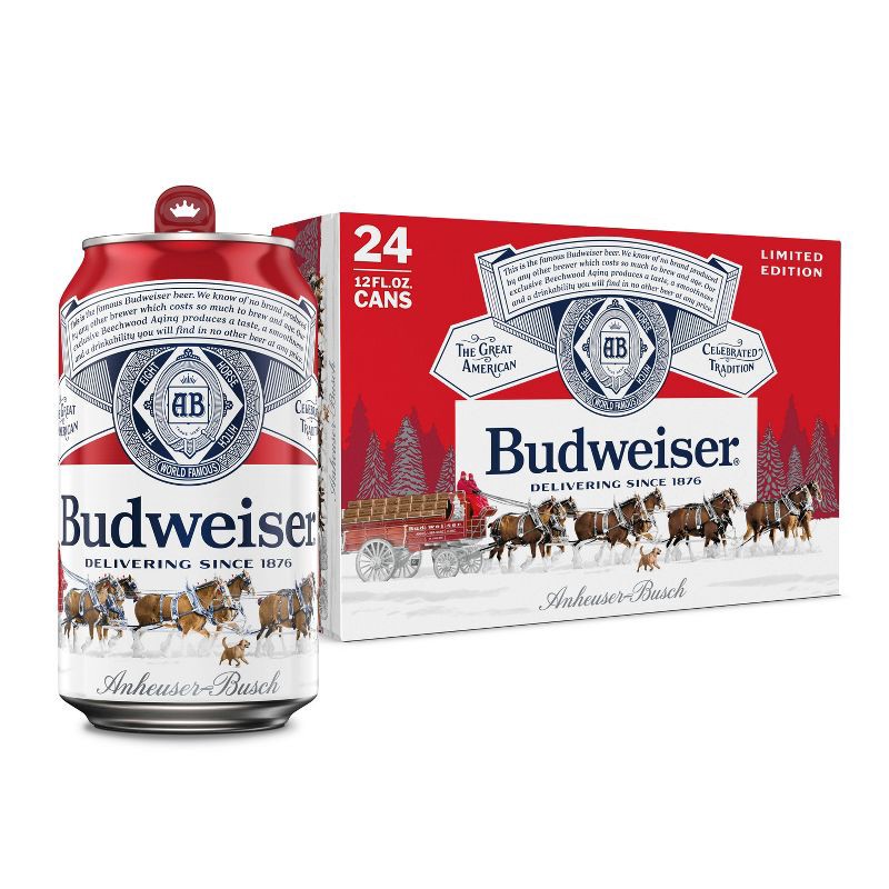 slide 1 of 10, Budweiser Red Crown Tab Beer - 24pk/12 fl oz Cans, 24 ct; 12 fl oz