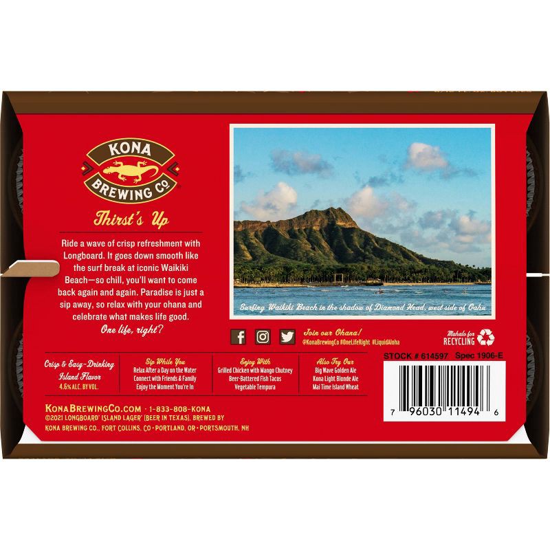 slide 3 of 9, Kona Brewing Co. Kona Longboard Island Lager Beer - 6pk/12 fl oz Bottles, 6 ct; 12 fl oz
