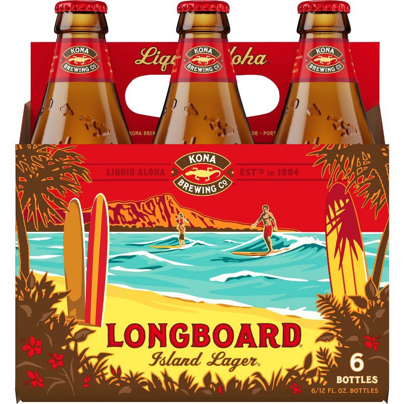 slide 4 of 9, Kona Brewing Co. Kona Longboard Island Lager Beer - 6pk/12 fl oz Bottles, 6 ct; 12 fl oz