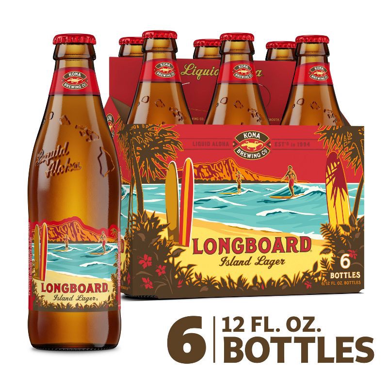 slide 9 of 9, Kona Brewing Co. Kona Longboard Island Lager Beer - 6pk/12 fl oz Bottles, 6 ct; 12 fl oz