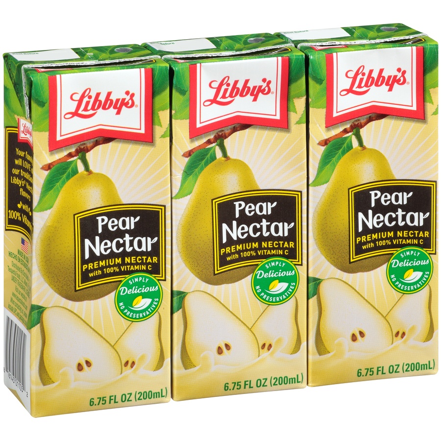 slide 3 of 8, LIbby's Premium Pear Nectar with 100% Vitamin C - 3 ct; 6.75 fl oz, 3 ct; 6.75 fl oz