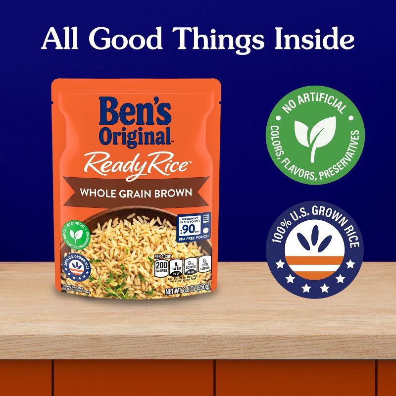 slide 5 of 6, Ben's Original Ready Rice Whole Grain Brown Rice Microwavable Pouch - 8.8oz, 8.8 oz