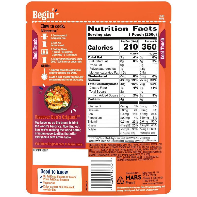 slide 3 of 6, Ben's Original Ready Rice Spanish Style Rice Microwavable Pouch - 8.8oz, 8.8 oz