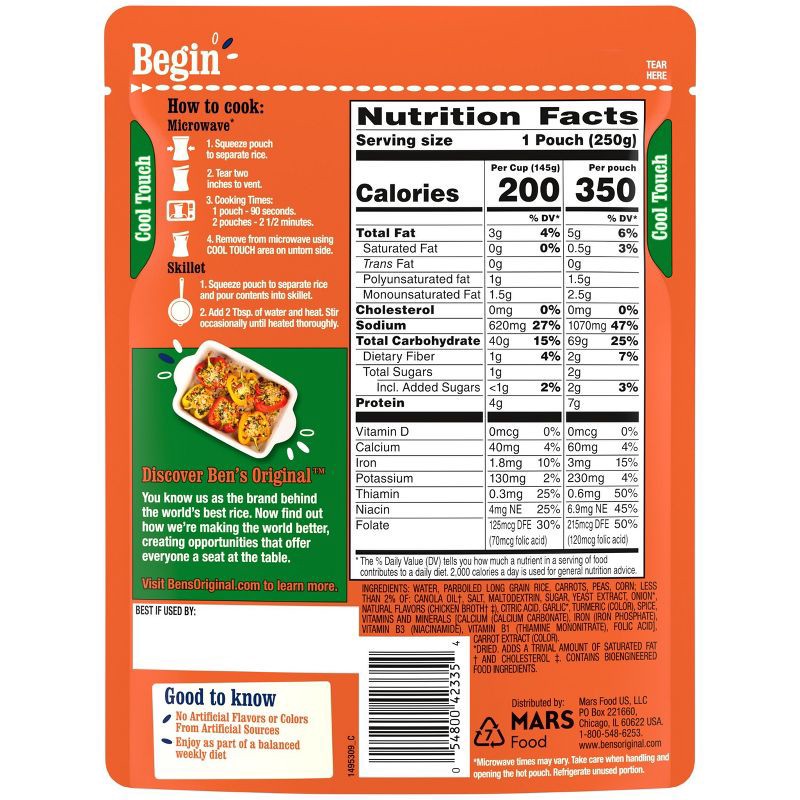 slide 2 of 6, Ben's Original Ready Rice Garden Vegetable Microwavable Pouch - 8.8oz, 8.8 oz