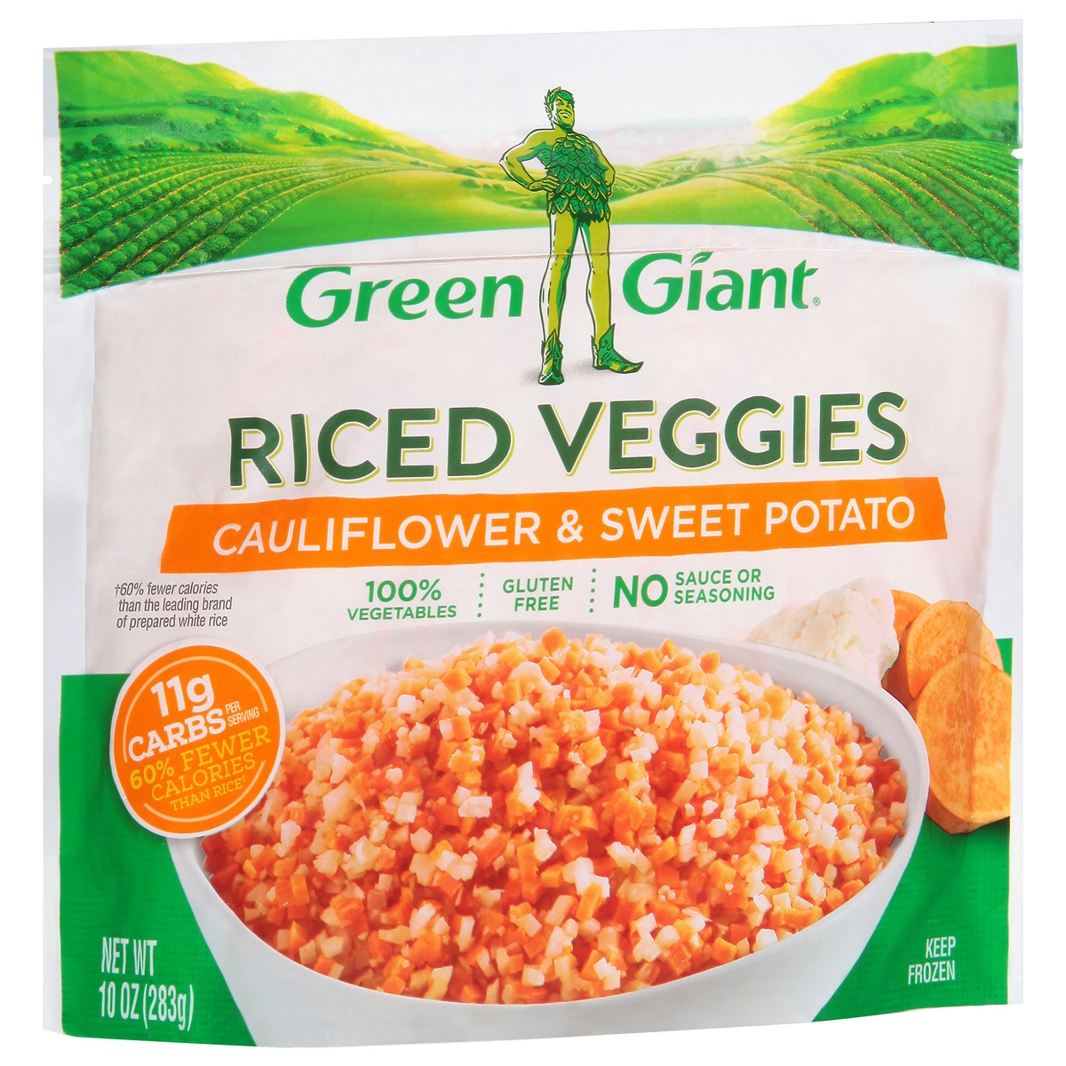 slide 13 of 14, Green Giant Riced Veggies Cauliflower & Sweet Potato, Frozen Vegetables, 10 OZ, 10 oz