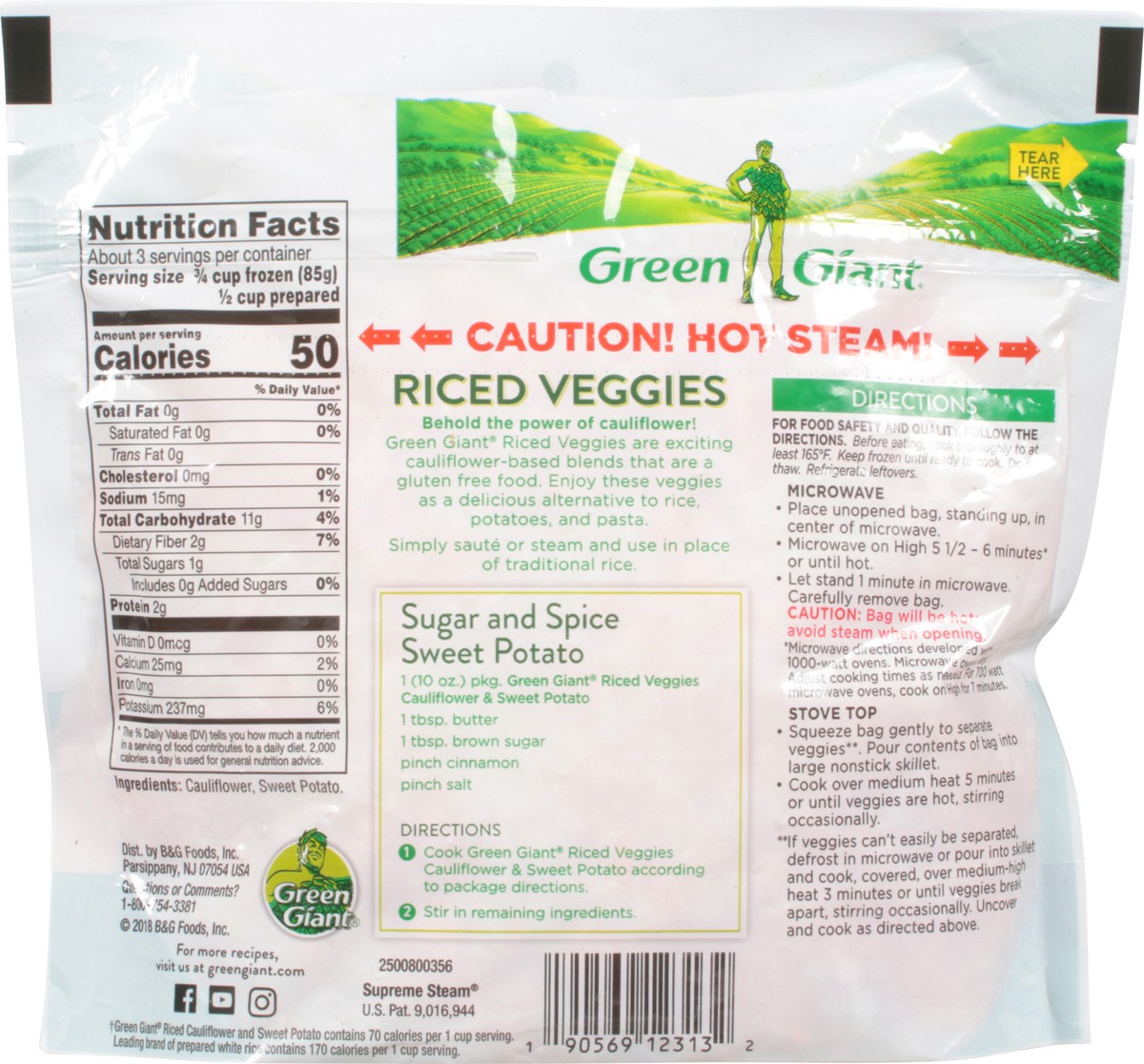 slide 14 of 14, Green Giant Riced Veggies Cauliflower & Sweet Potato, Frozen Vegetables, 10 OZ, 10 oz