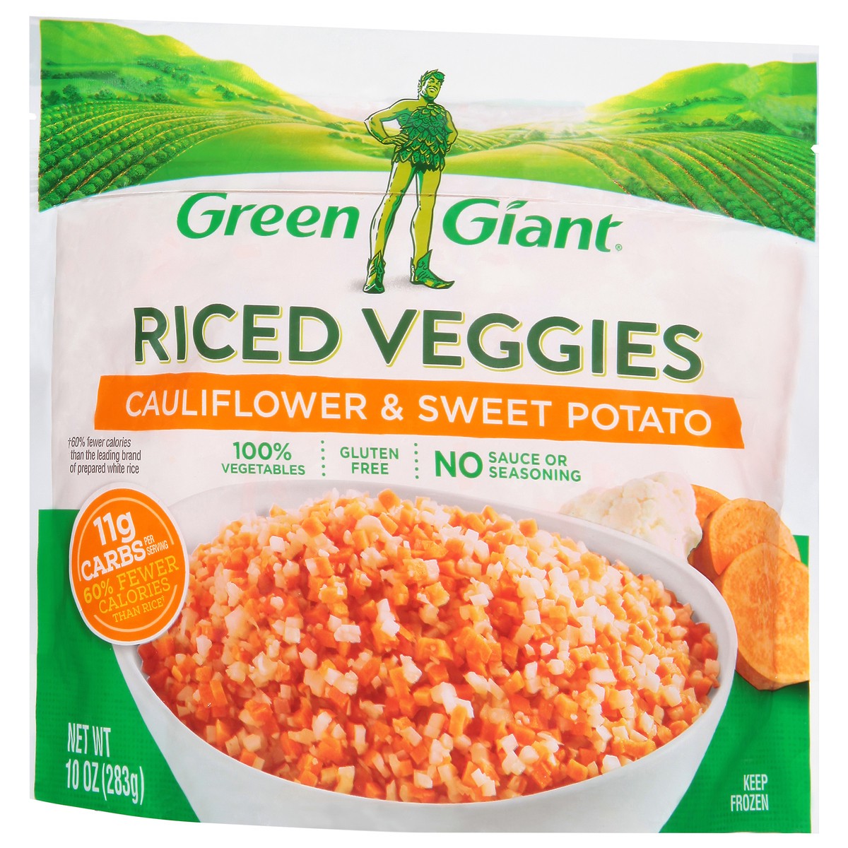 slide 10 of 14, Green Giant Riced Veggies Cauliflower & Sweet Potato, Frozen Vegetables, 10 OZ, 10 oz