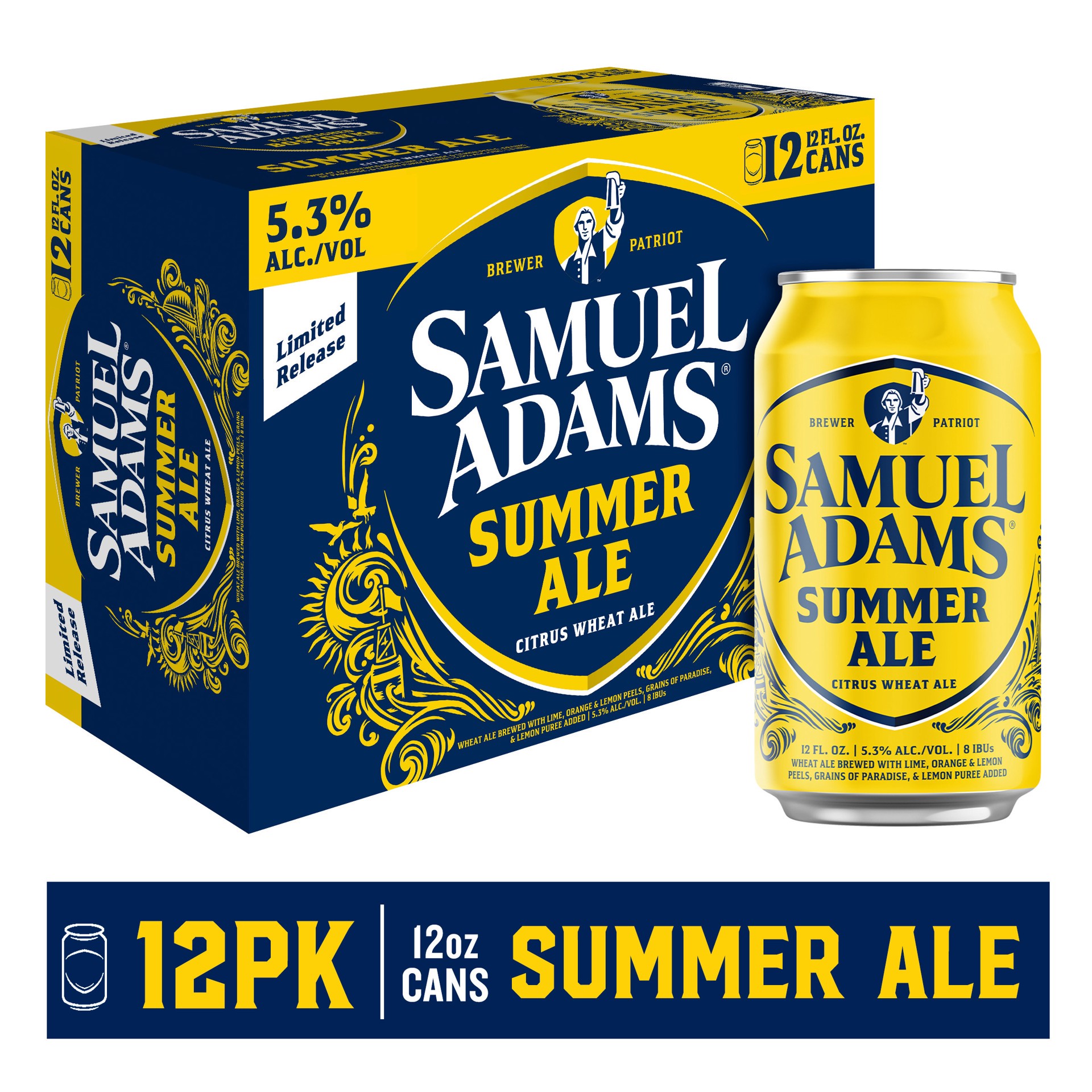 slide 1 of 10, Samuel Adams Summer Ale Seasonal Beer (12 fl. oz. Can, 12pk.), 12 ct; 12 oz