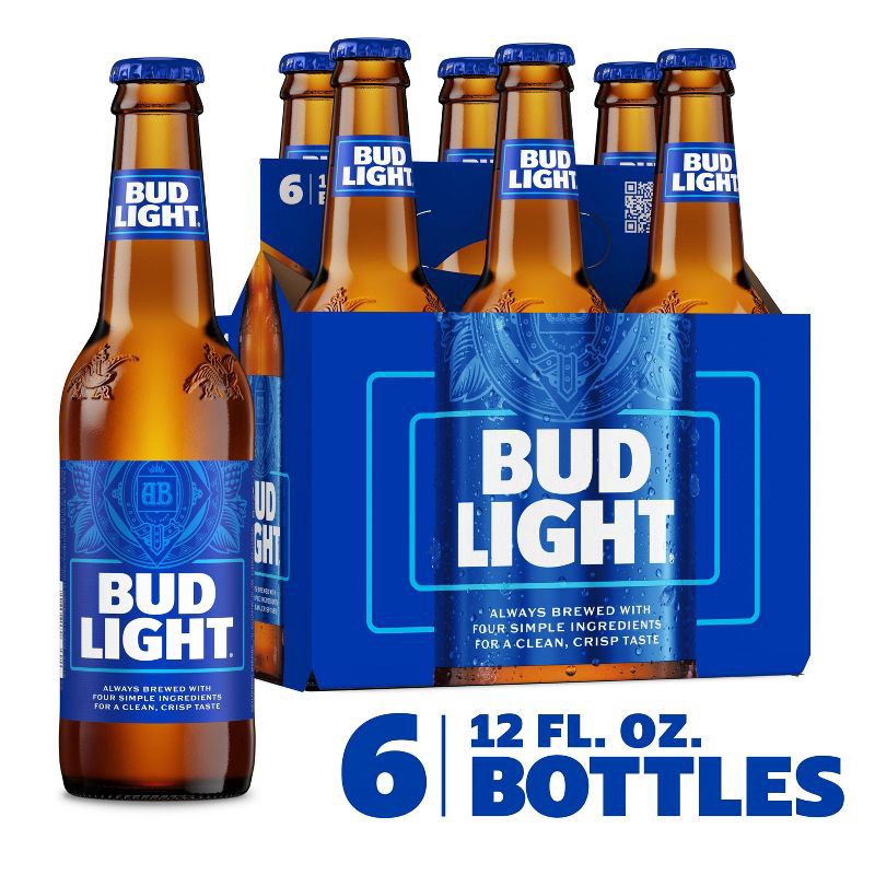 slide 2 of 12, Bud Light American Lager Beer - 6pk/12 fl oz Bottles, 6 ct; 12 fl oz