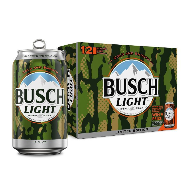slide 1 of 8, Busch Light American Lager Beer - 12pk/12 fl oz Cans, 12 ct; 12 fl oz