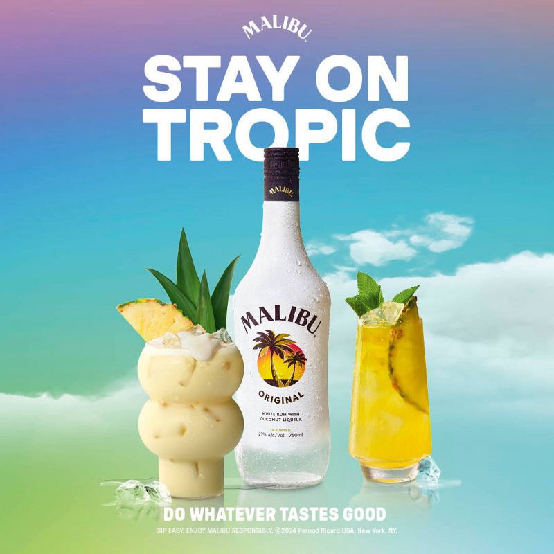 slide 4 of 7, Malibu Coconut Flavored White Rum - 750ml Bottle, 750 ml