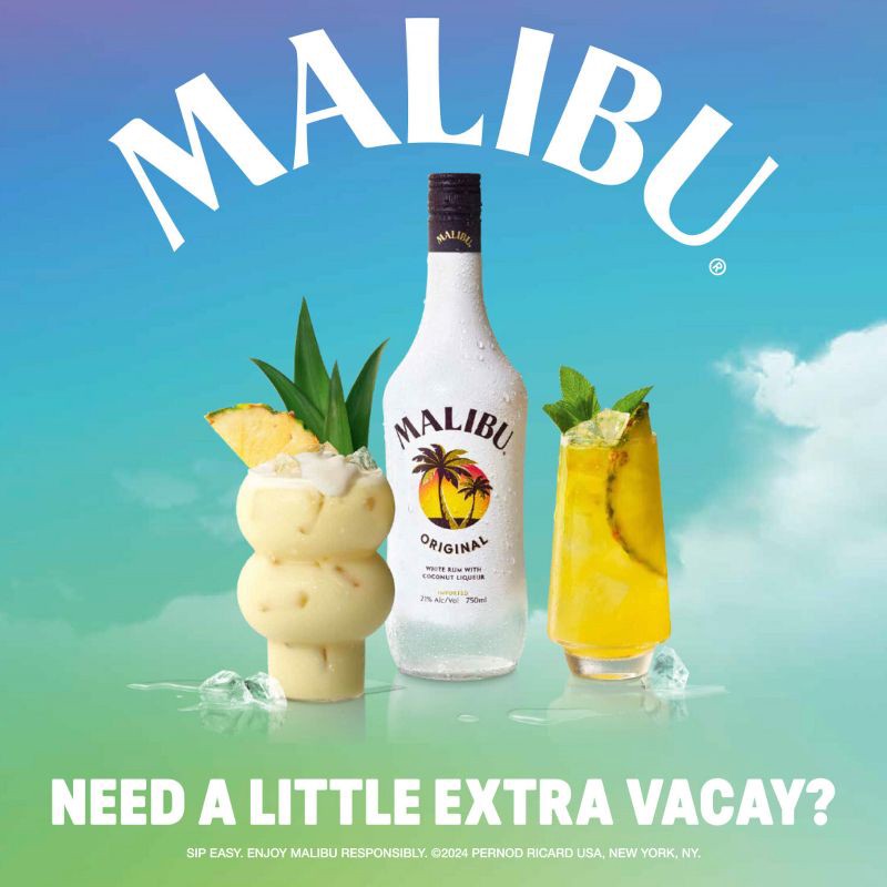 slide 5 of 7, Malibu Coconut Flavored White Rum - 750ml Bottle, 750 ml