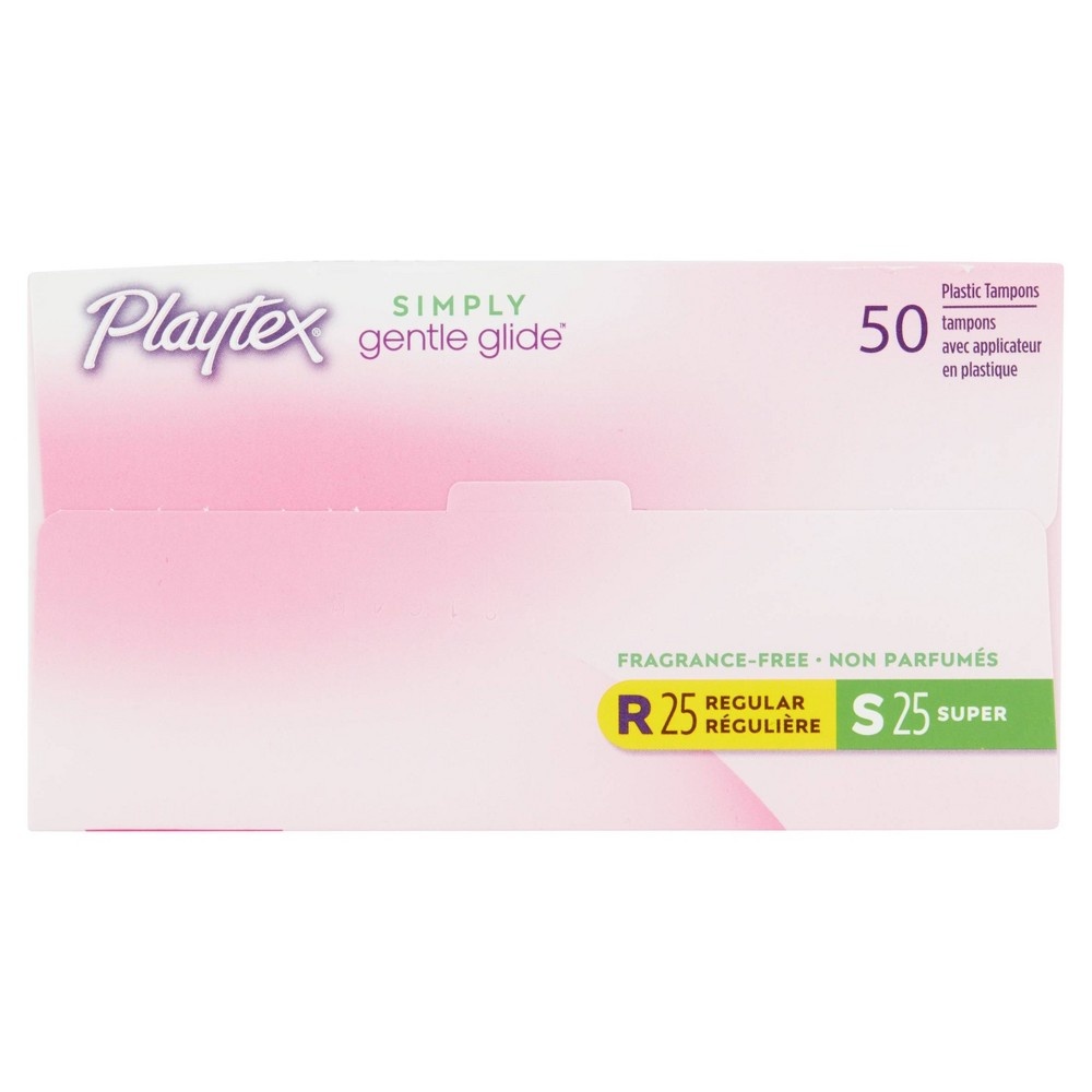 slide 4 of 5, Playtex Gentle Glide Plastic Unscented Multipack Tampons, 50 ct