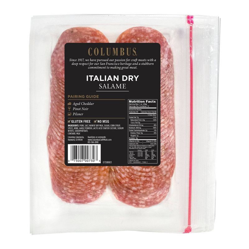 slide 2 of 4, Columbus Sliced Italian Dry Salame Deli Meats - 12oz, 12 oz