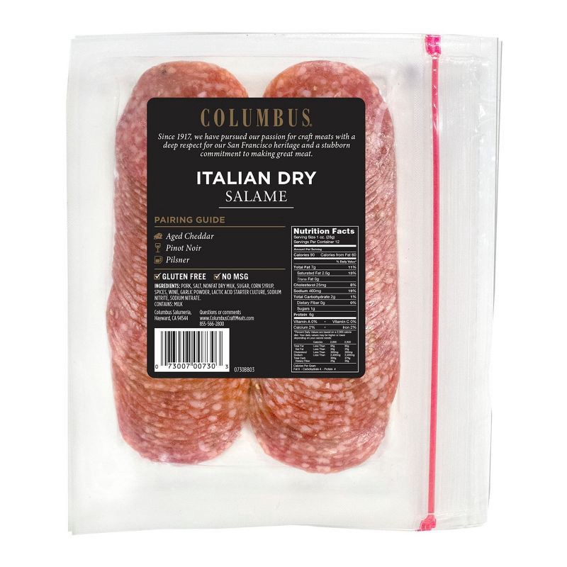slide 7 of 8, Columbus Sliced Italian Dry Salame Deli Meats - 12oz, 12 oz
