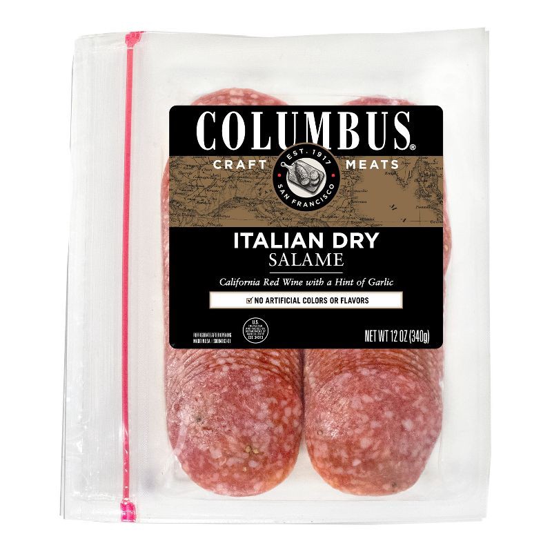 slide 1 of 4, Columbus Sliced Italian Dry Salame Deli Meats - 12oz, 12 oz