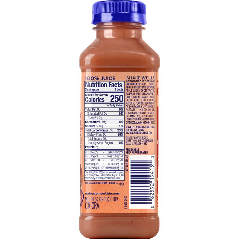 slide 10 of 13, Naked Strawberry Banana Juice Smoothie - 15.2 fl oz, 15.2 fl oz