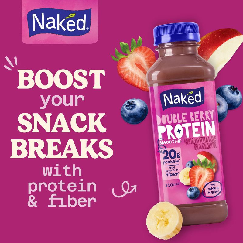 slide 3 of 9, Naked Protein Double Berry Protein Zone Juice Smoothie -15.2 fl oz, 15.2 fl oz