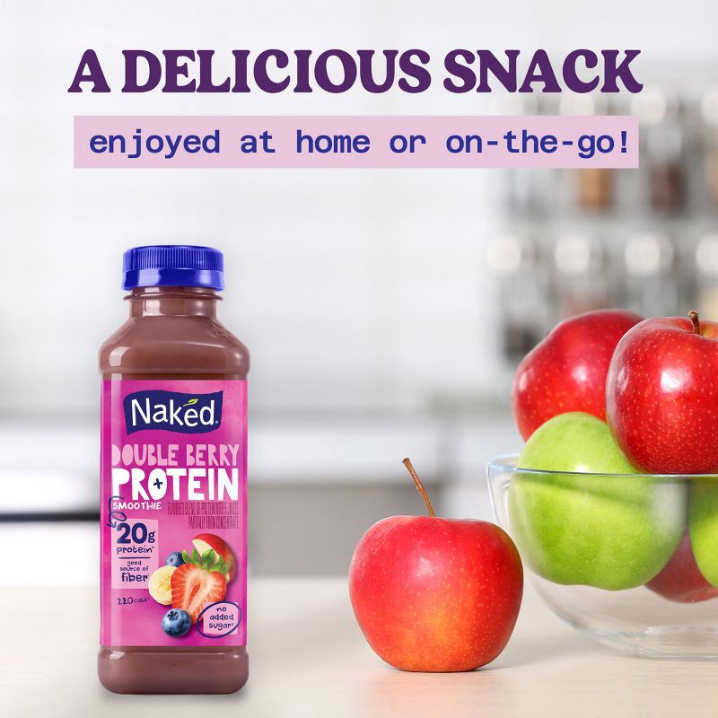 slide 6 of 9, Naked Protein Double Berry Protein Zone Juice Smoothie -15.2 fl oz, 15.2 fl oz